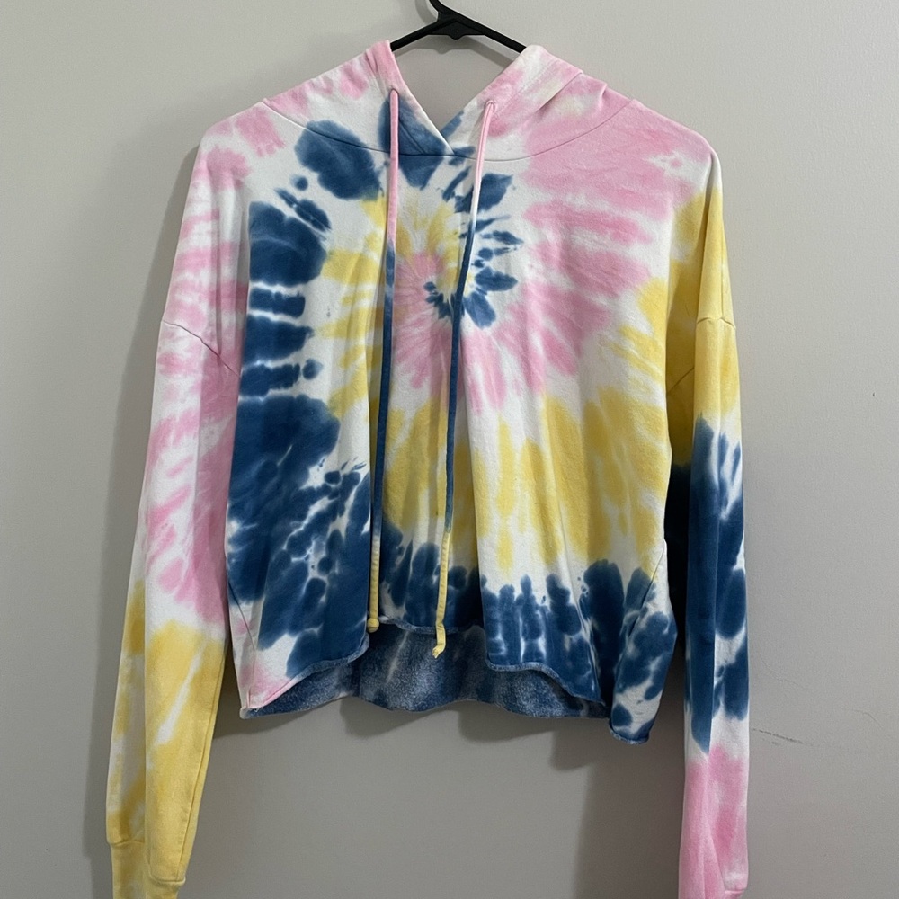 Self Esteem Tie-Dye Hooded Pullover in Pink, Yellow & Blue
